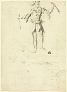 Uomo in costume che porta due spade da Unknown artist