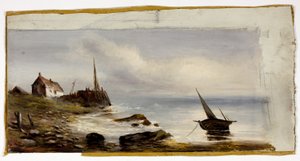 Cottage sulla riva da Unknown artist