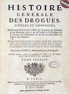 Pagina di copertina della “Storia generale delle droghe, semplici e composte” di Pomet da Unknown artist