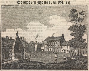 Casa di Cowper a Olney (con testo) (dallo Specchio) [una simile incisione appare in "The Tourist; a literary and anti-slavery journal", 28 gennaio 1833, pagina 189]; pagina 76 (Volume Uno) da Unknown artist