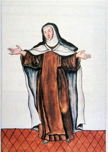 Vita quotidiana e costumi del Perù: "Carmelitana scalza" Acquerello tratto dal libro "Trujillo del Peru" di Baltasar Martinez Companon y Bajanda, vescovo di Trujillo (1782-1785). XVIII secolo Madrid. Biblioteca del Palacio Real da Unknown artist