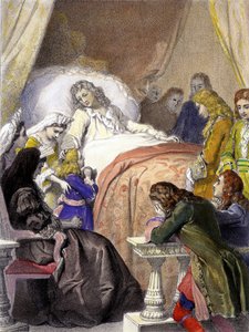 Morte di Luigi XIV (1638-1715), Re di Francia, il 1 settembre 1715 a Versailles e il futuro Luigi XV (1710-1774) da Unknown artist