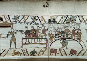 Sbarco in Inghilterra, le truppe di Guglielmo il Conquistatore festeggiano in attesa di combattere le armi sassoni di Harold II (dettaglio) da Unknown artist