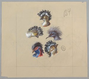 Design per carta da parati e tessuti: Uccelli da Unknown artist