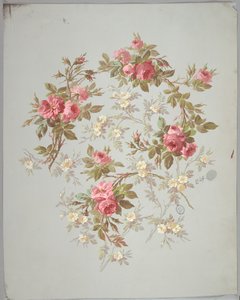 Progetto per carta da parati e tessuti: Fiori da Unknown artist