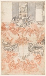 Progetto per un soffitto dipinto e la decorazione di una parete corta che illustra le stagioni da Unknown artist