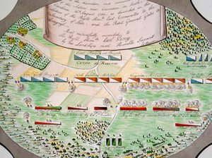 Diagramma delle linee di battaglia della battaglia di Camden, nella Carolina del Sud, il 16 agosto. da Unknown artist