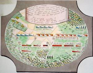 Diagramma delle linee di battaglia della battaglia di Camden, nella Carolina del Sud, il 16 agosto. da Unknown artist