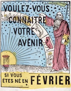 Vuoi conoscere il tuo futuro? : Nostradamus. Etichetta pubblicitaria astrologica del XIX secolo