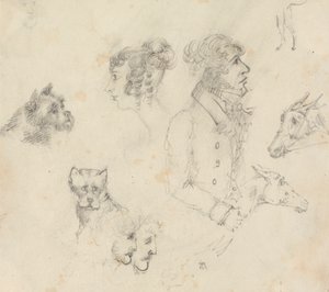 Cani, Persone e Cavalli da Unknown artist