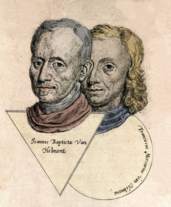 Doppio ritratto del chimico belga Jean Baptiste von Helmont (1577-1644) e François Mercure van Helmont (1614-1699). Incisione da Unknown artist