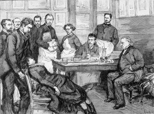 Esperimento del Dr. Jean Martin Charcot su un paziente alla scuola dell