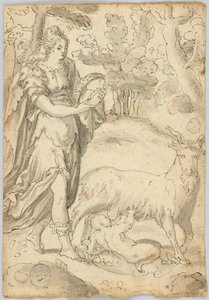 Disegno: A) Rea e il giovane Giove. B) San Francesco d