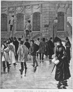 Durante il periodo elettorale, a Parigi; affissione di manifesti durante le elezioni del 27 gennaio 1889, culminando nella campagna della panetteria - Museo Carnavalet da Unknown artist