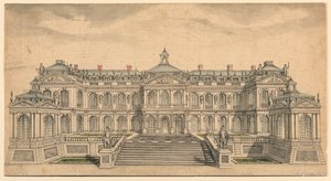 Elevazione di una facciata di giardino per un piccolo palazzo francese da Unknown artist