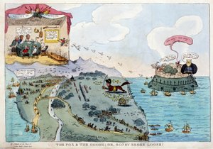 Caricatura inglese su Napoleone Bonaparte - in Napoleone I, caricature, collezione fittizia. 1814 - 1815. B.H.V.P. da Unknown artist
