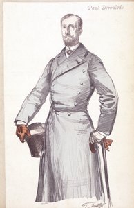 Incisione di Paul Deroulede (1846-1914), scrittore e politico francese fondatore del Boulangismo, che fondò la Lega dei Patrioti.