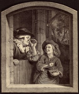 [Incisione di una donna anziana e di un ragazzo].