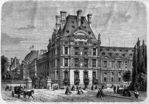 Vista esterna del Padiglione de Flore, al Palazzo delle Tuileries, e della Galleria del bordo dell