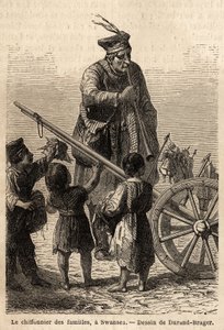 Straccio di famiglia a Swansea. Disegno di Durand Brager, per illustrare una visita alle principali fabbriche del Galles nel 1862, di L. Simonin. Incisione in "Le tour du monde" da Unknown artist