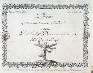 Prima pagina della partitura musicale di Svenami ormai crudele, in Gli Orazi e i Curiazi di Domenico Cimarosa, c. 1798 da Unknown artist