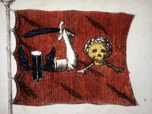 Bandiera dei pirati barbari, incisione fine XVIII secolo da Unknown artist