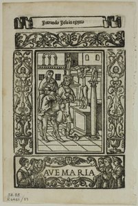Fuga in Egitto da Rosario della V. Maria di Castellanus, tavola 89 da Incisioni dai Libri del XVI Secolo da Unknown artist