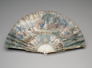 Ventaglio pieghevole con una scena pastorale, c.1740s-50s da Unknown artist
