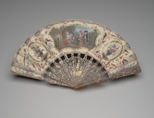 Ventaglio pieghevole con scena di visita alla balia, c.1780 da Unknown artist