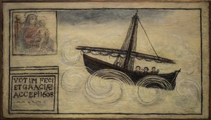 Ex voto marinaio, offerta popolare come pegno di devozione e gratitudine del marinaio sopravvissuto ai pericoli del mare proveniente dalla Chiesa del Carmine, Torre del Greco, vicino a Napoli 1608 Italia da Unknown artist