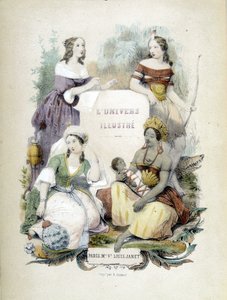 Quattro donne che rappresentano i quattro angoli del mondo - frontespizio di "L