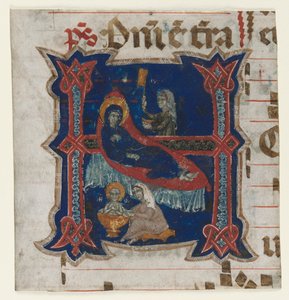 Frammento di un Libro Corale con Iniziale Istoriata (H): Nascita della Vergine da Unknown artist
