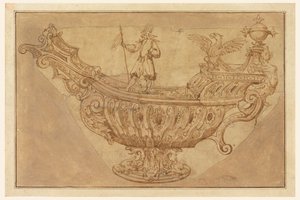 Frammento di un progetto per un Nef, o centrotavola fantastico a forma di barca da Unknown artist