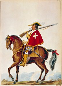 Armata francese: De Valmont, moschettiere della guardia del Cardinale Richelieu. Incisione del XVII secolo. Parigi, B N da Unknown artist