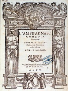 Frontespizio di Amfiparnaso, commedia madrigalesca di Orazio Vecchi da Unknown artist