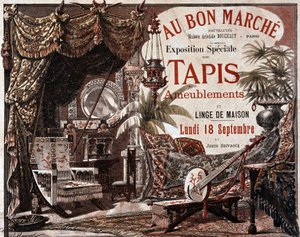 Mobili e tappeti - pubblicità del negozio Le bon marche, fine XIX secolo da Unknown artist