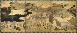 Scene di genere (Fūzoku byōbu) da Unknown artist