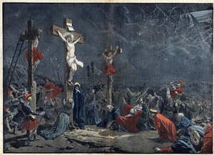 Venerdì Santo: crocifissione di Gesù Cristo. Illustrazione in 