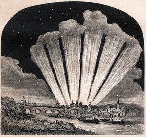 Grande Cometa del 1744 (C/1743 X1) - Grande cometa a sei code del 1744 - Cometa di Cheseaux o Cometa Klinkenberg-Cheseaux - incisione intorno al 1867