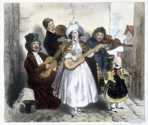 Gruppo di musicisti di strada, fine XIX secolo da Unknown artist