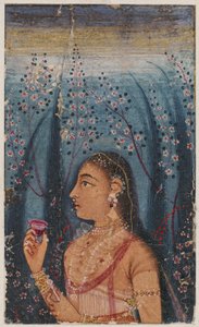 Testa di una giovane donna, tra steli fioriti da Unknown artist