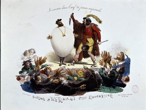 Il sublime di Hernani, piatto romantico - caricatura sulla commedia di Victor Hugo “Hernani” (“La battaglia di Hernani”), litografia anonima da Unknown artist
