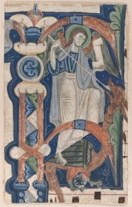 Lettera Iniziale Istoriata (P) Ritagliata da un Libro Corale: San Michele e il Drago da Unknown artist