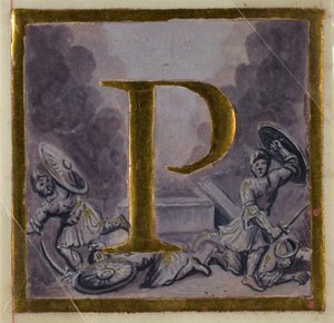 Iniziale "P" storicizzata con Resurrezione da un libro di coro da Unknown artist