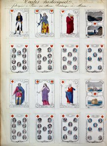 Carte da gioco storiche che rappresentano grandi personaggi della storia, arte, letteratura, religione. XIX secolo. Parigi, B.N. da Unknown artist