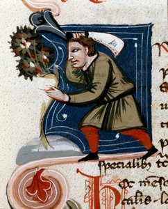 Orticoltura: invasatura di un albero (dettaglio). Pagina di manoscritto Trattato di agraria di Pietro de Crescenzi. XIV secolo Cesena, Biblioteca Malatestiana da Unknown artist
