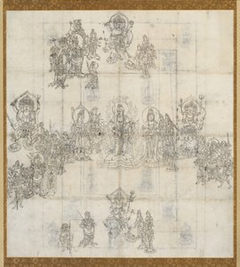 Schizzo iconografico (Zuzō) per il Mandala del Sutra dei Re Benevolenti da Unknown artist