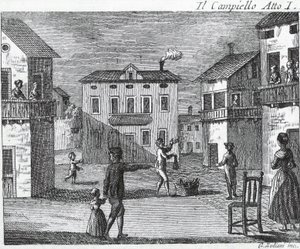 Il Campiello Atto I - Carlo Goldoni (1707-1793) - Incisione del XVIII secolo da Unknown artist