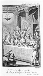 Illustrazione di Semiramide, opera di Antonio Salieri (1750 - 1825). Libretto di Pietro Metastasio. Atto II, scena II. da Unknown artist