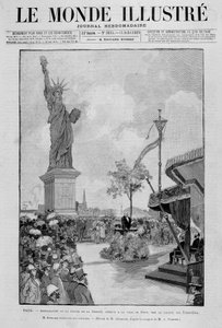 Inaugurazione della Statua della Libertà in riduzione (replica), offerta alla Città di Parigi dagli Stati Uniti - in "The Illustrous World" del 13/07/1889 da Unknown artist